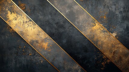 Poster - Waves of golden lines cut through a dark, textured canvas, merging elegance with boldness. This artwork evokes emotions and invites viewers to explore its depth and artistry
