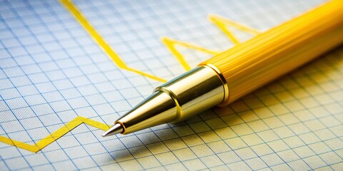 Wall Mural - Financial Growth: Yellow Pen on Upward Trending Graph Chart