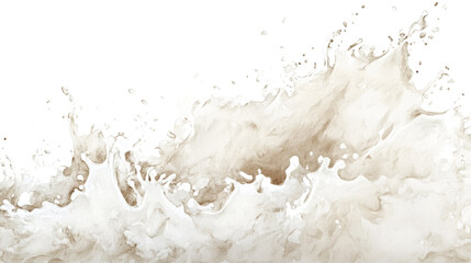 Poster - An abstract image depicting a dynamic splash of beige liquid against a stark black backdrop creating a visually striking contrast.