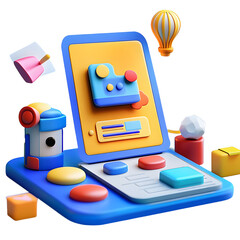 Poster - App based learning 3d cartoon style illustration