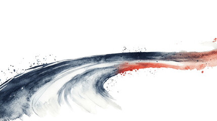 Poster - An abstract watercolor painting depicting a dynamic swirl of blues and reds against a black background.