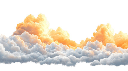 Aufkleber - A digital painting of a dramatic cloudscape with predominantly white clouds illuminated by golden and orange hues at the top.