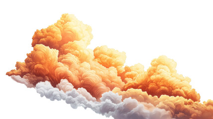 Poster - A digital artwork depicting a dramatic cloudscape with warm golden and orange hues against a black background.