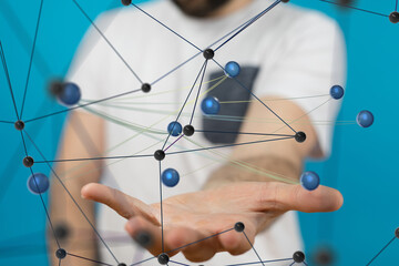 Aufkleber - Global network. Blockchain. 3D illustration. Neural networks and artificial intelligence. Abstract
