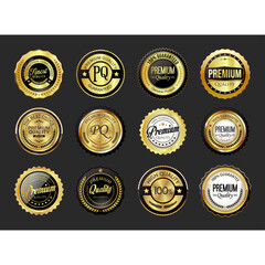 Wall Mural - premium quality gold and black badge and emblem collection stock illustration