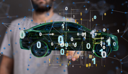 Poster - Energy car concept. Vehicle EV charge battery electric