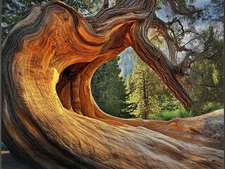 Wall Mural - ancient tree, sunlight, forest background, nature photography, website banner