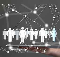 Poster - Abstract network of physical devices on the Internet using a network connection with statistics numbers 3d illustration - 3d