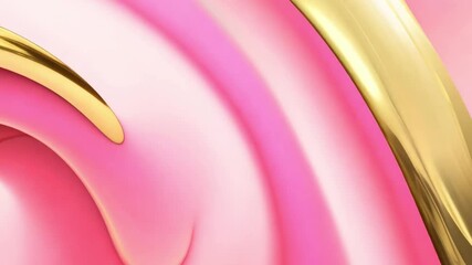 Leinwandbilder - Dynamic abstract patterns exhibit a flowing interaction of glossy pink and golden hues, creating a visually striking and modern artistic expression, evoking a sense of fluidity.