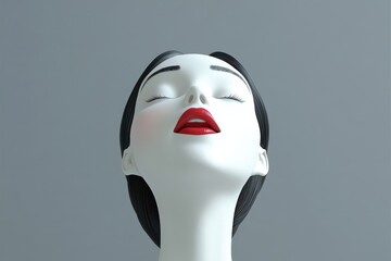 Poster - Serene Woman with Closed Eyes and Red Lips