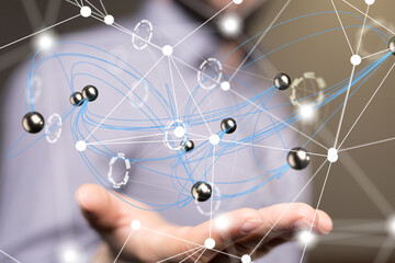 Poster - conference Digital Network and data concept 3d
