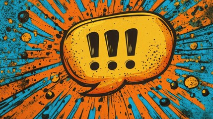 Wall Mural - This comic strip style thought bubble showcases a large, bold exclamation point against a dynamic backdrop