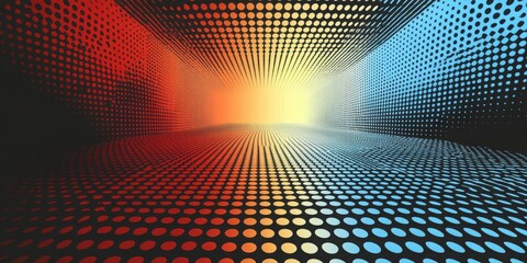 Wall Mural - Dynamic comic book pop art pattern featuring vibrant lightning, explosive bursts, and colorful bubbles set against a bold blue background