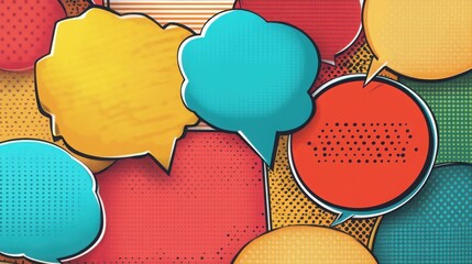Wall Mural - Colorful speech bubble pattern. Comic book pop art style
