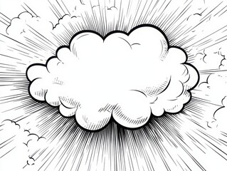 Wall Mural - A bold, outlined speech bubble occupies the center, surrounded by energetic burst lines, evoking a lively pop art atmosphere ideal for expressing thoughts or dialogue.