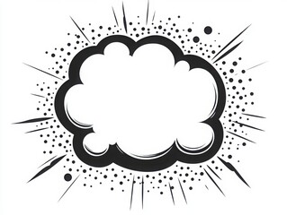 Wall Mural - A bold, outlined speech bubble occupies the center, surrounded by energetic burst lines, evoking a lively pop art atmosphere ideal for expressing thoughts or dialogue.