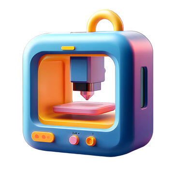 3D Printers 3d cartoon style illustration