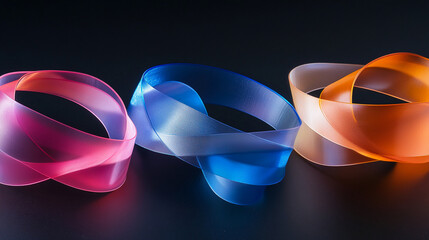 Poster - Colorful Ribbon Loops with Gradient Shades on Black Background