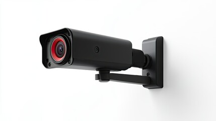 Fototapete - Surveillance camera with adjustable mount, highlighted on a white background for clarity