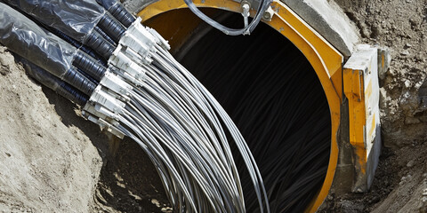Aufkleber - New cable installation in urban underground tunnel system