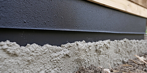 Poster - Construction of a foundation wall with cement and metal flashing