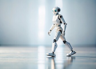 Poster - Graceful Robot Side Profile: Tilt-Shift White Background Stock Photo