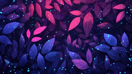 Wall Mural - Glowing Leaves A Dreamlike Night Garden