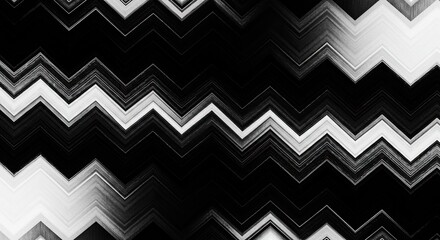Poster - Abstract Monochrome Zigzag: A captivating pattern of grayscale zigzag lines creates a dynamic and visually engaging abstract design. Perfect for modern backgrounds and digital art. 