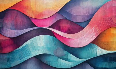 Colorful abstract waves create a visually striking pattern