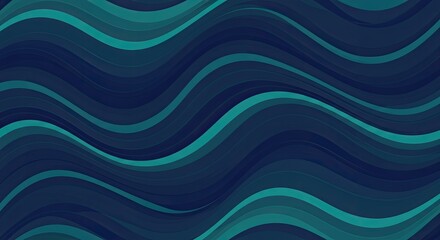 Poster - Serene Blue Waves Abstract: Abstract  seamless pattern of flowing blue and teal waves. A visually calming and  dynamic background for design projects. 