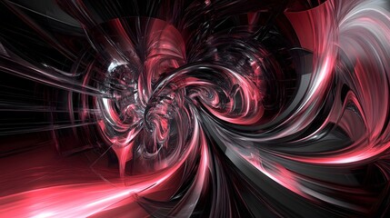 Wall Mural - abstract red black swirling fractal art background