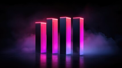Aufkleber - Abstract data visualization background with glowing bar charts and clean gradient colors, leaving wide space for overlays.