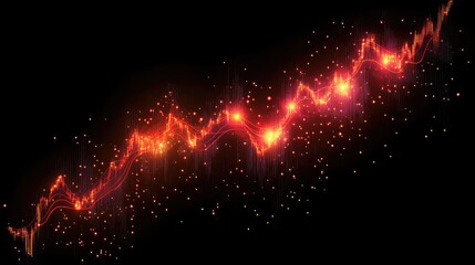 Poster - Abstract glowing financial trend lines on a sleek black background with space for branding or text overlays.