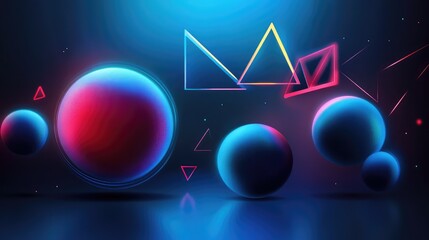 Poster - Abstract glowing geometric shapes floating on a dark background, symbolizing creative thought.