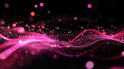 Aufkleber - Abstract glowing stock market trend lines on a futuristic black background with copy space for branding.