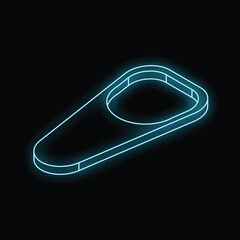 Poster - Glowing neon line price tag icon isolated on black background. Vector illustration