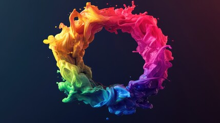 Poster - A vibrant rainbow paint splash frozen in motion against a dark gradient background.