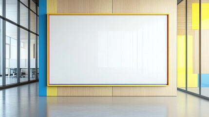 Aufkleber - Blank whiteboard with colorful markers placed at the bottom in a modern office, perfect for text overlays.
