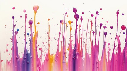 Poster - Splashes of vibrant paint colors on a white canvas, representing artistic creativity and inspiration.