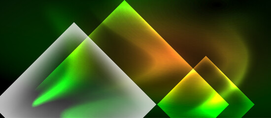 Aufkleber - Glass squares with neon shiny light abstract background