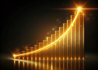 Poster - Long Exposure Photo of Golden Wealth Growth Chart Ascending