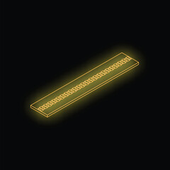 Poster - Neon yellow isometric ram module glowing on a black background