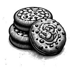 Wall Mural - black and white cookie stack vector illustration