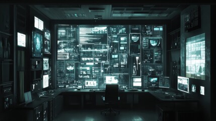 Fototapete - Large Office Display for Data Analysis and Visualization