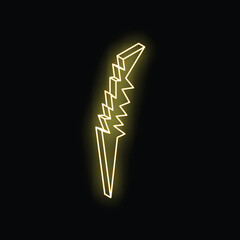 Poster - Neon yellow lightning bolt striking from the top right on a black background