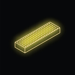 Poster - Neon yellow isometric ram memory module glowing on black background