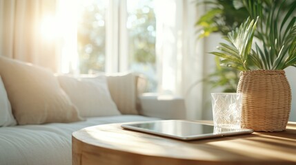 This inviting image of a cozy living room bathed in natural light showcases elements of comfort and relaxation, encouraging a feeling of warmth and homeliness in the space.