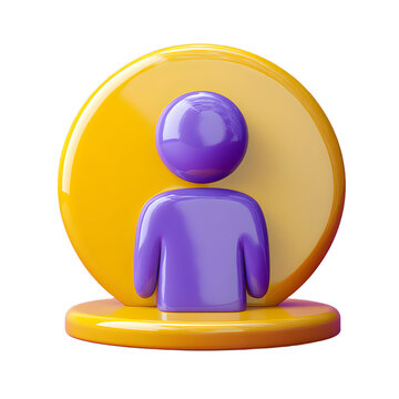 people user icon purple and yellow 3d cartoon style illustration