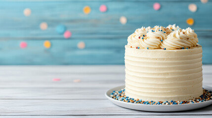 Sticker - Delicious homemade cake with creamy frosting and colorful sprinkles