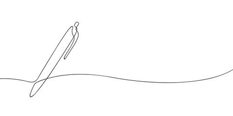 Poster - A single line drawing of a pen. Continuous line ballpoint pen icon. One line icon. Vector illustration.